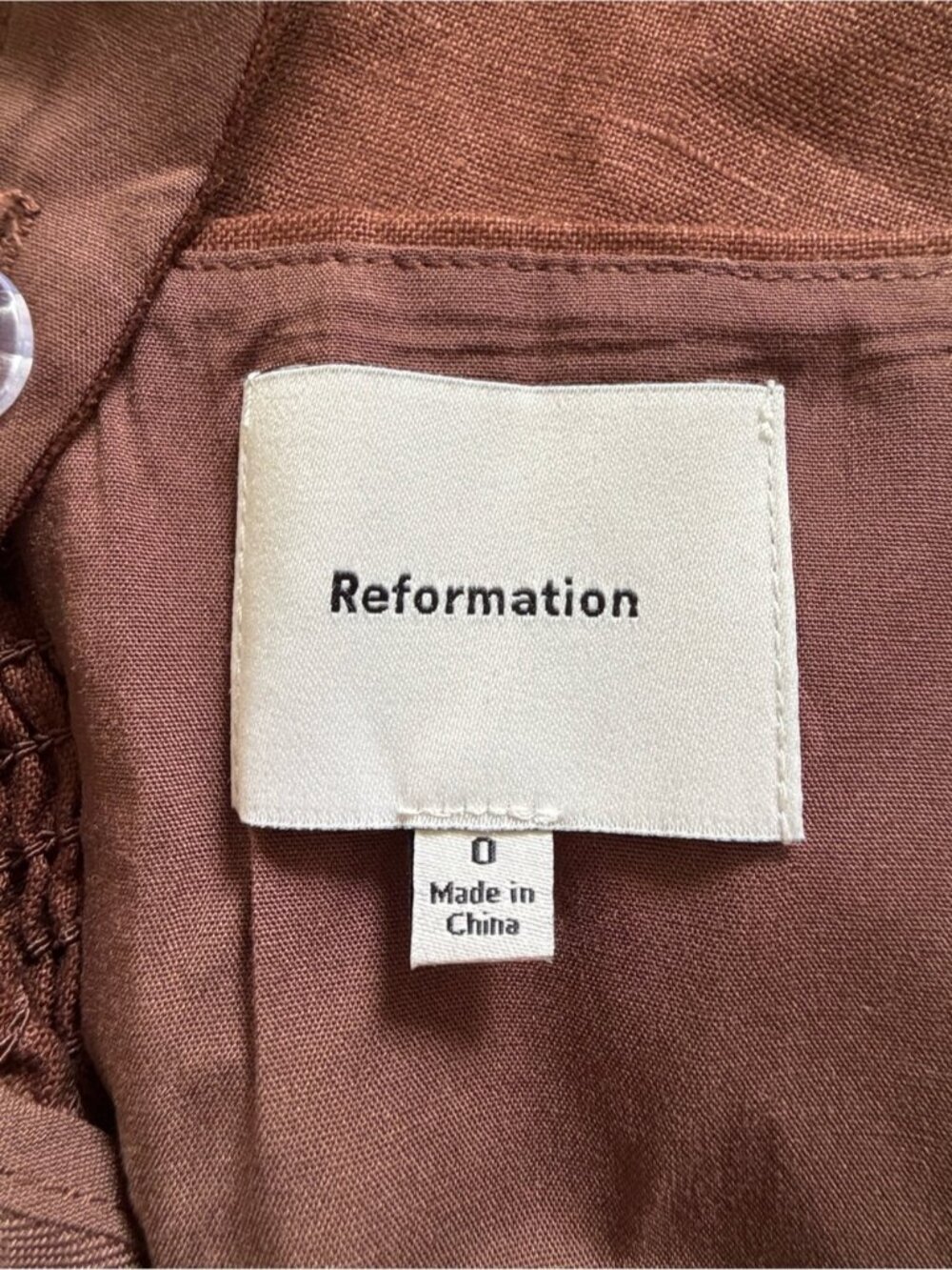 NEW Reformation Janu Square Neck Midi Linen Dress Chocolate Cake Brown US 0 UK 4 - Picture 9 of 11